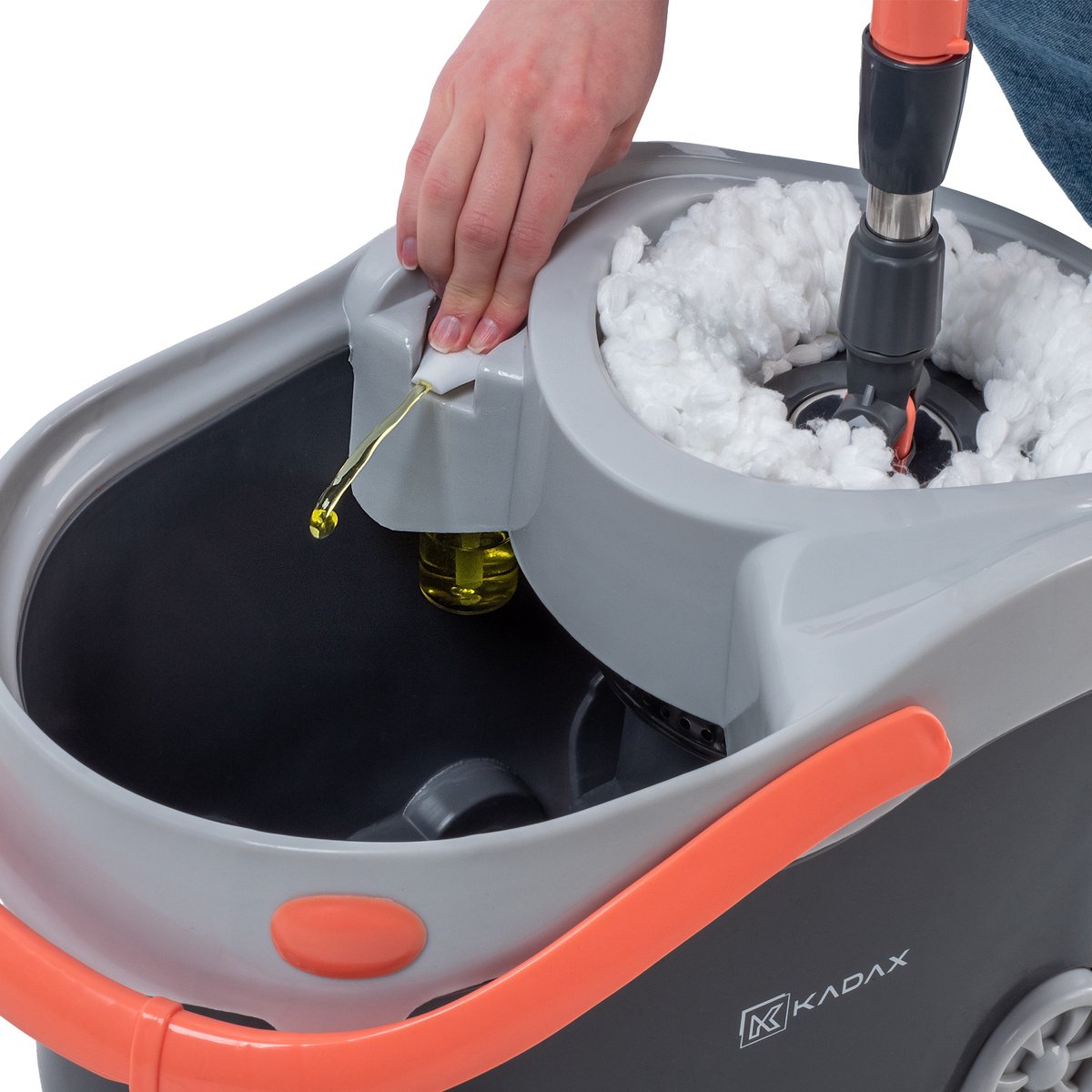 KADAX Roterende Mop met Emmer 12L Roterend met Wringer Ronde Telescoopsteel thumbnail 7