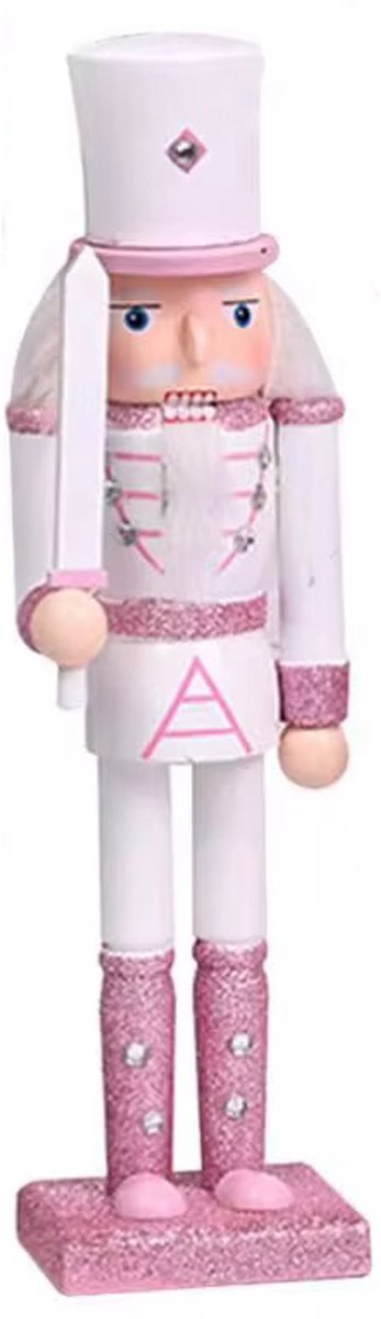 Kerstdecoratie Nutcracker / Notenkraker 30 cm roze / glitter Model 2