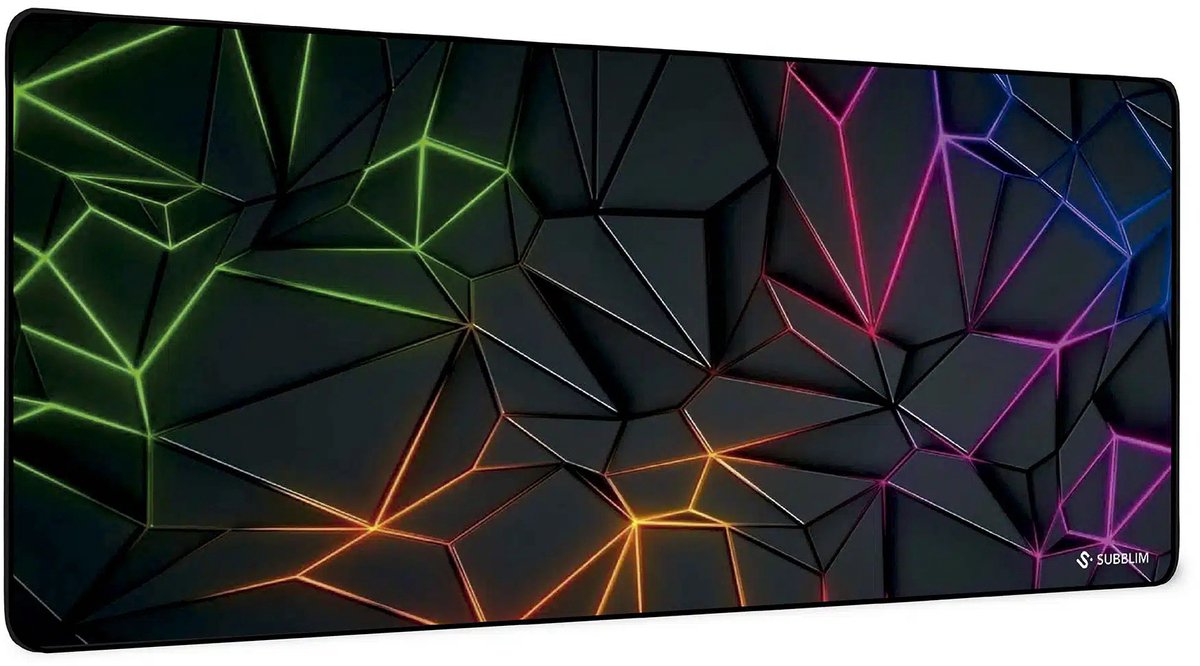 SUBBLIM Neon Obsidian XL Game-muismat Zwart, Meerkleurig