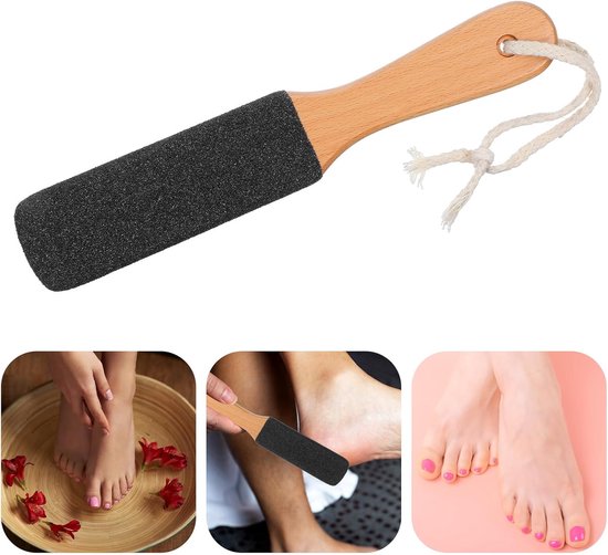 Voet Rasp - Exfoliërende Puimsteen Voor Eelt Pedicure - Voet Borstel Met Houten Handvat - Voor Het Verwijderen Van Harde Dode Huid - Droge Ruwe Gebarsten Eelt
