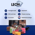 Overzicht van handgemaakte, duurzame Leon Design portemonnees van echt leer.