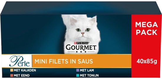 Gourmet Perle Mini Filets in saus - Kattenvoer Natvoer - Kalkoen Eend Tonijn & Lam - 40 x 85 g