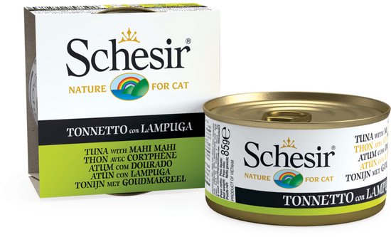 Schesir Katten Natvoer Blik Tonijn en Goudmakreel - 14 x 85 gr - Voordeelverpakking
