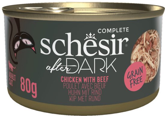 Schesir After Dark Bouillon Kip & Rund - 12 x 80 gr - Voordeelverpakking