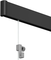 Artiteq Click Rail Schilderij Ophangsysteem 200 cm - Complete Set - Inclusief Haken & Transparante Draden - Zwart - 30 kg/m Draagkracht
