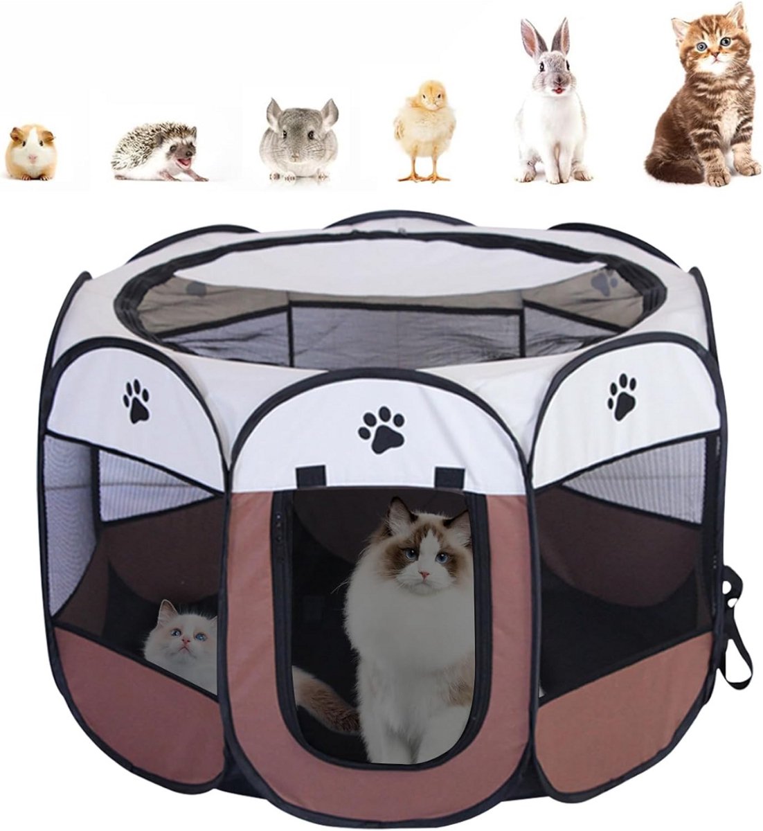 MMM® Kattenren - Kattenren Buiten - Hondenren - Opvouwbare Honden-Kattenkooi - Geschikt voor de Meeste Kleine Dieren