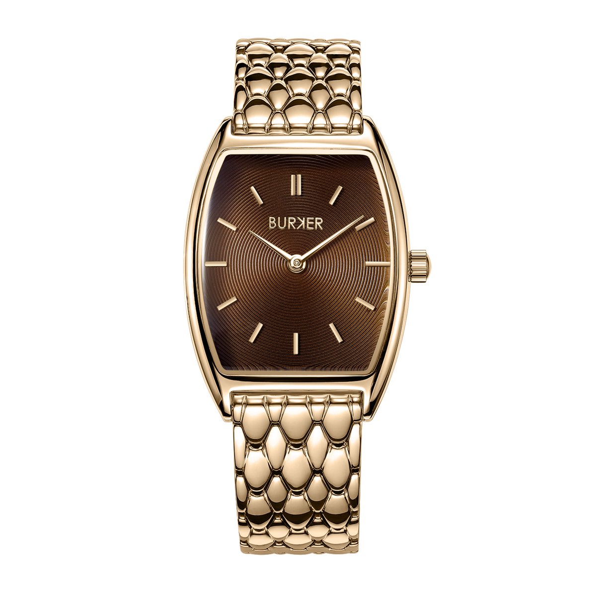 BURKER Grace Horloge Dames - Ovaal - Goud Bruin - Schakelband - 25 mm