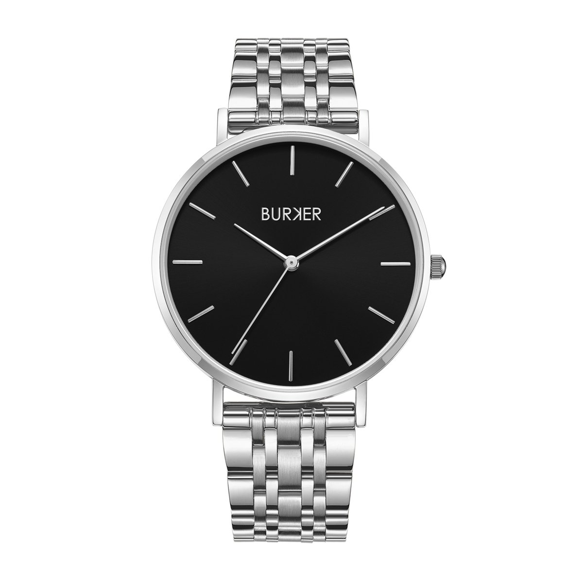 BURKER Ruby Horloge Dames - Rond - Zilver Zwart - Schakelband - 38 mm