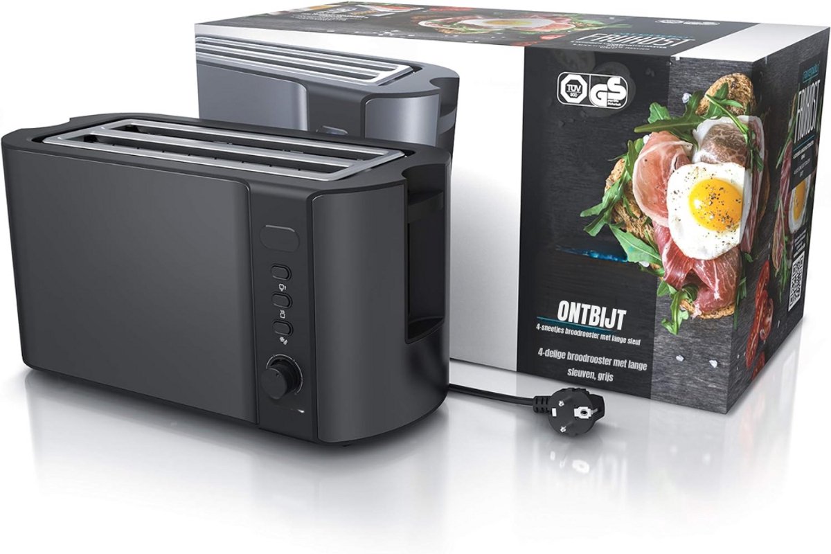SCH® Tosti apparaat broodrooster - Tosti apparaat - Tosti broodrooster - Zilver - ‎19cm x 38cm x 19cm