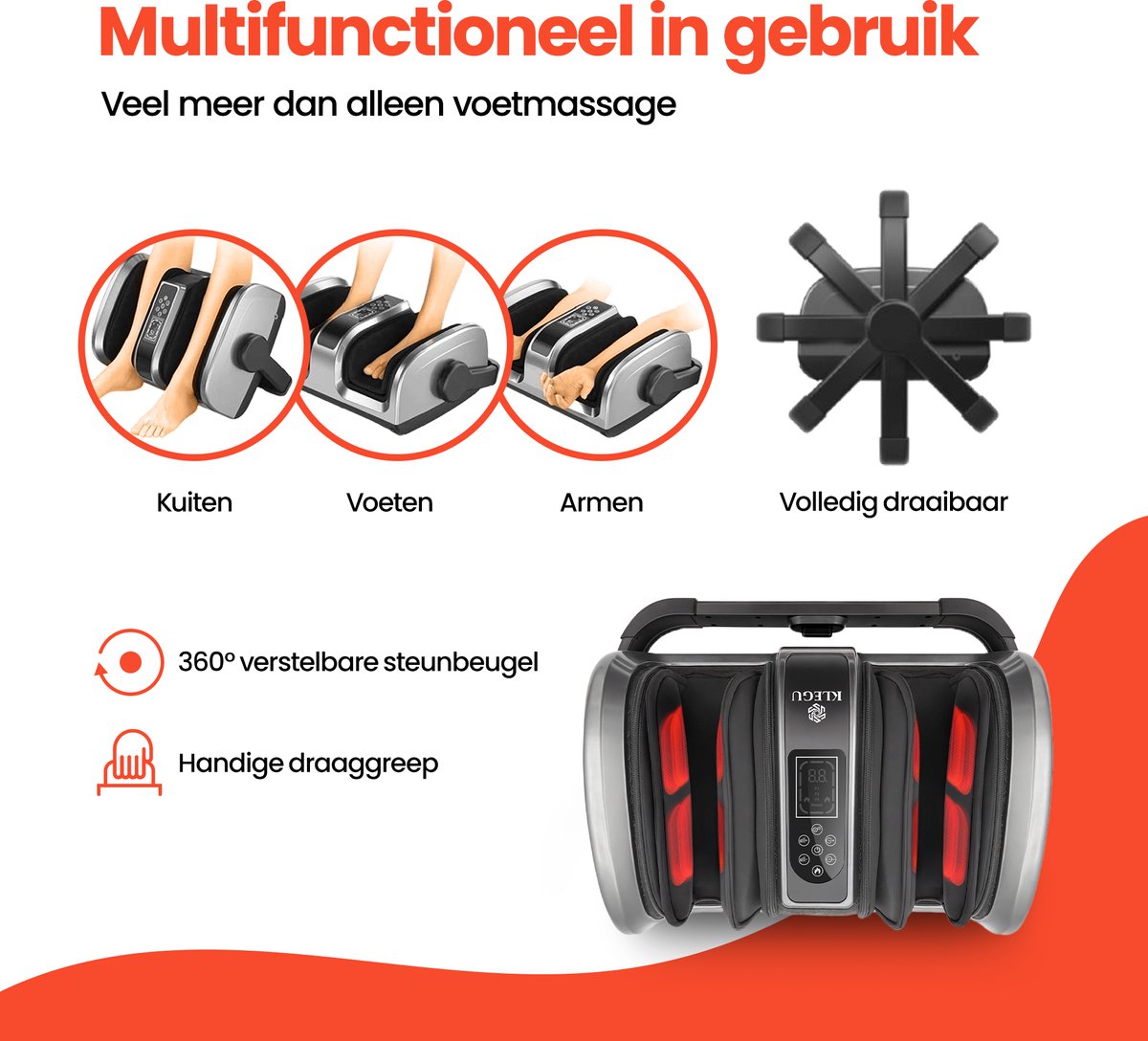 Shiatsu voetmassage apparaat met luchtcompressie- voet & kuitmassage - massage - massage apparaat voor bloedsomloop en bloedcirculatie - foot massager - afstandsbediening thumbnail 5