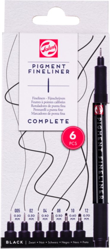Set complet de feutres fins à Pigment Talens , 6 pièces