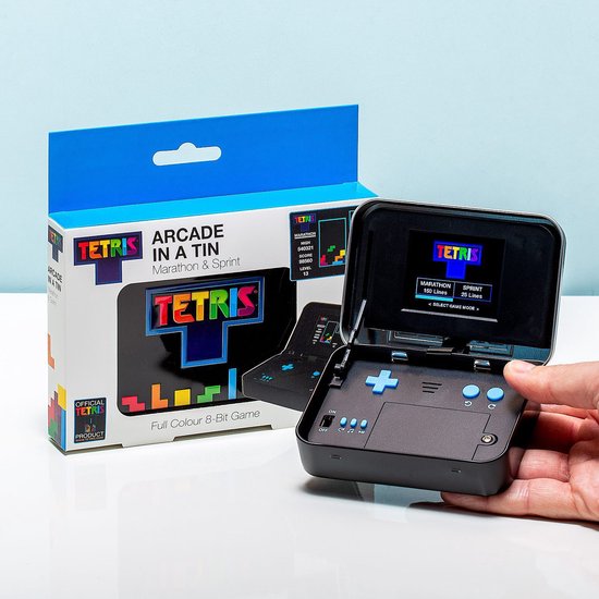 Tetris - retro gaming handheld - in metalen box