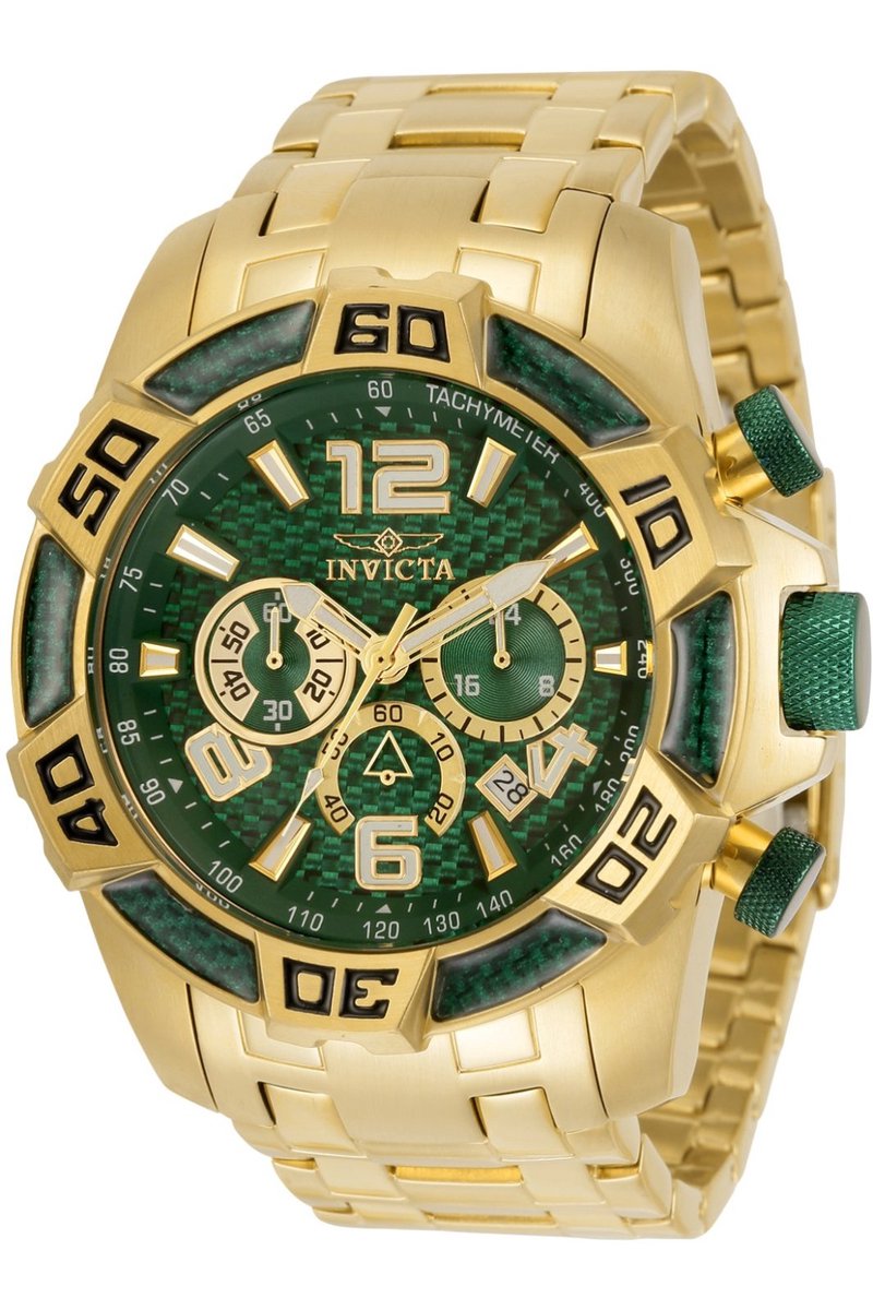 Invicta Pro Diver - SCUBA 34156 Heren Horloge - Waterdicht - Analoog - Quartz Uurwerk - Roestvrij Staal met groene Wijzerplaat - 50mm
