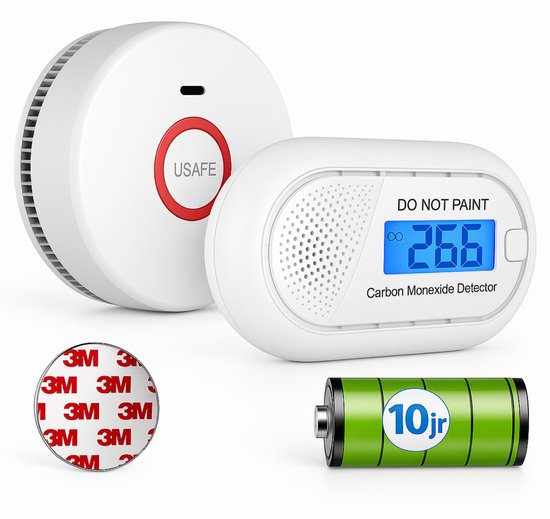 USAFE® Rookmelder en Koolmonoxidemelder - Rookmelders met 10 jaar batterij - CO melder en Brandmelder met Magneetmontage