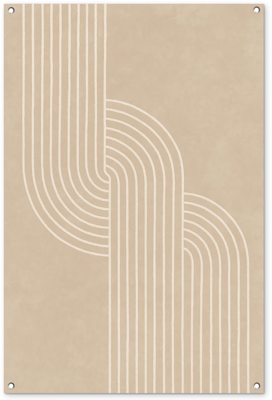 Affiche de jardin 80x120 cm - Décoration de jardin Lignes parallèles - Texture légère - Beige - Affiche pour le jardin - Décoration extérieure - Toile de jardin pour palissade - Décoration murale toile de balcon