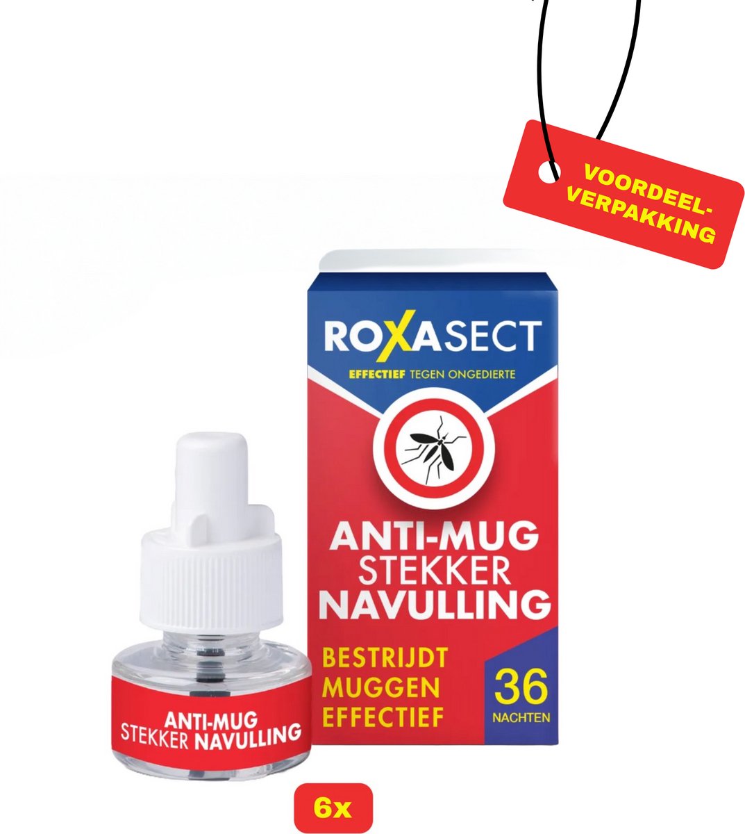 Roxasect Anti-Muggen Stekker navulling - 6 stuks