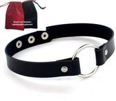 Choker met ring – Gothic PU-leer Halsketting – Verstelbaar – Geschikt voor 40 cm hals