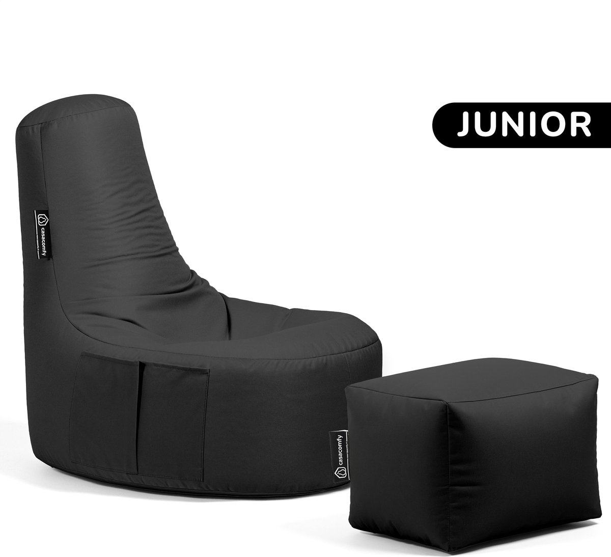 Casacomfy Gamer Junior - Zitzak met Voetbankje - Kinderen - Waterbestendig - Binnen & Buiten - Zwart