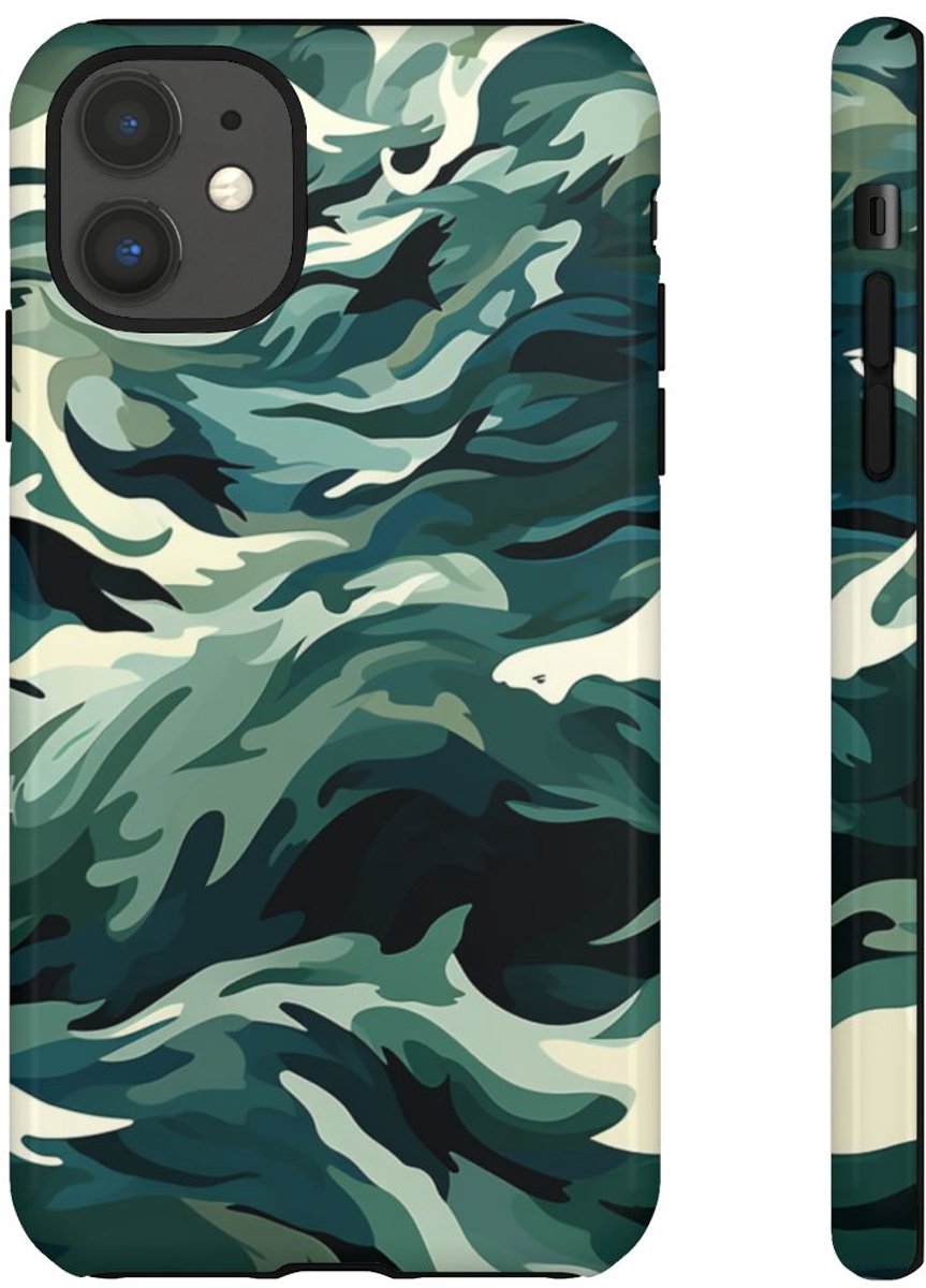 Abstracte Oceaangolven met Haaienpatroon – Telefoonhoesje Geschikt voor iPhone 11