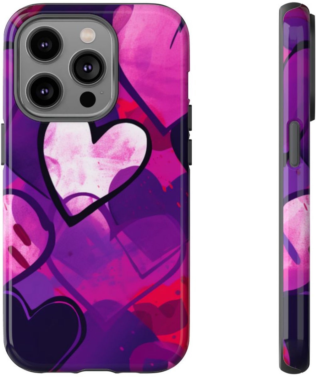 Levendig Popart Hartjespatroon – Telefoonhoesje Geschikt voor iPhone 14 Pro