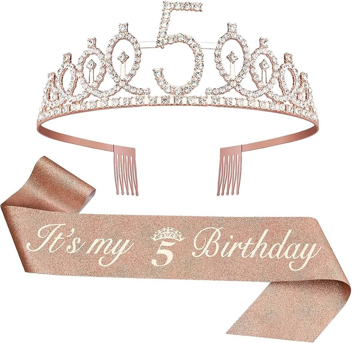 Joya Party® Verjaardagsset | Kroontje en Sjerp | Verjaardag | Verjaardagsfeest | Versiering Kinderfeestje | Leeftijd 5 jaar