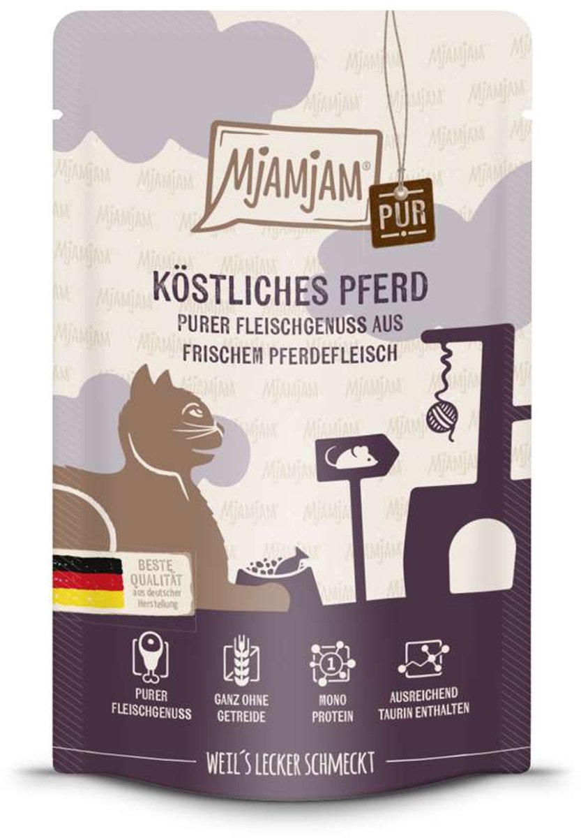 MjAMjAM MjAMjAM Cat - Purer Fleischgenuss Pouchbeutel 12x125g | Pferd