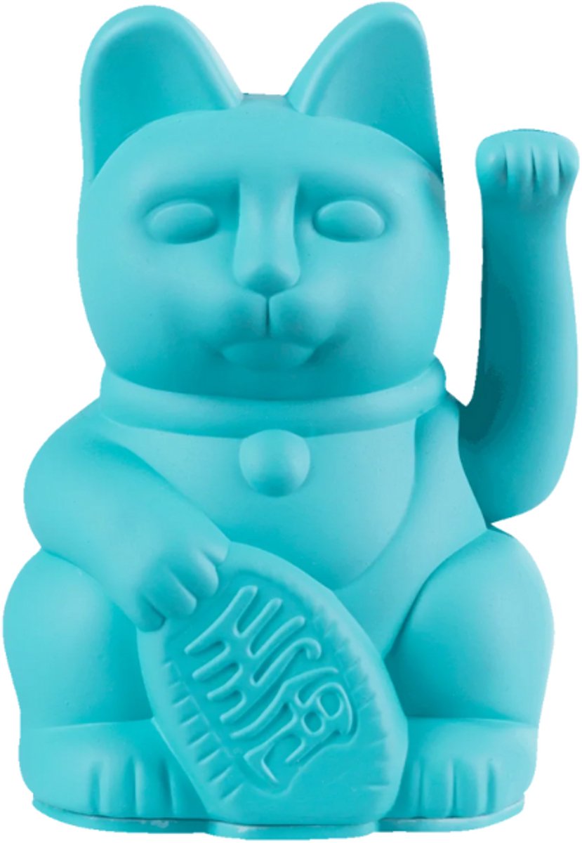 Lucky Cat – Zwaaiende Gelukskat Mini Turquoise – Donkey Products – 9,8 cm – Kunststof