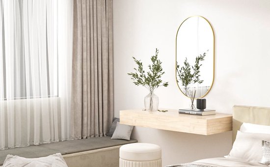 Ovale Wandspiegel Metaal Frame 100x50 Cm - Modern Design Goud Of Zwart