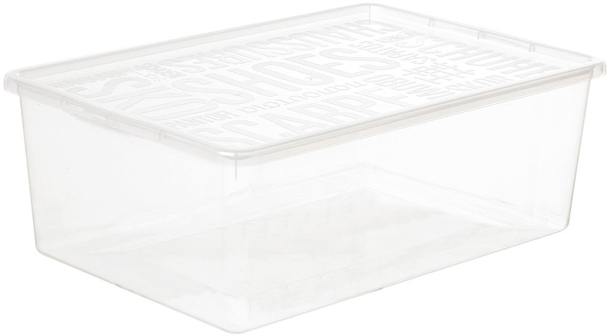 Doos met deksel voor schoenen Plast Team 38x25.5x14.5cm transparant