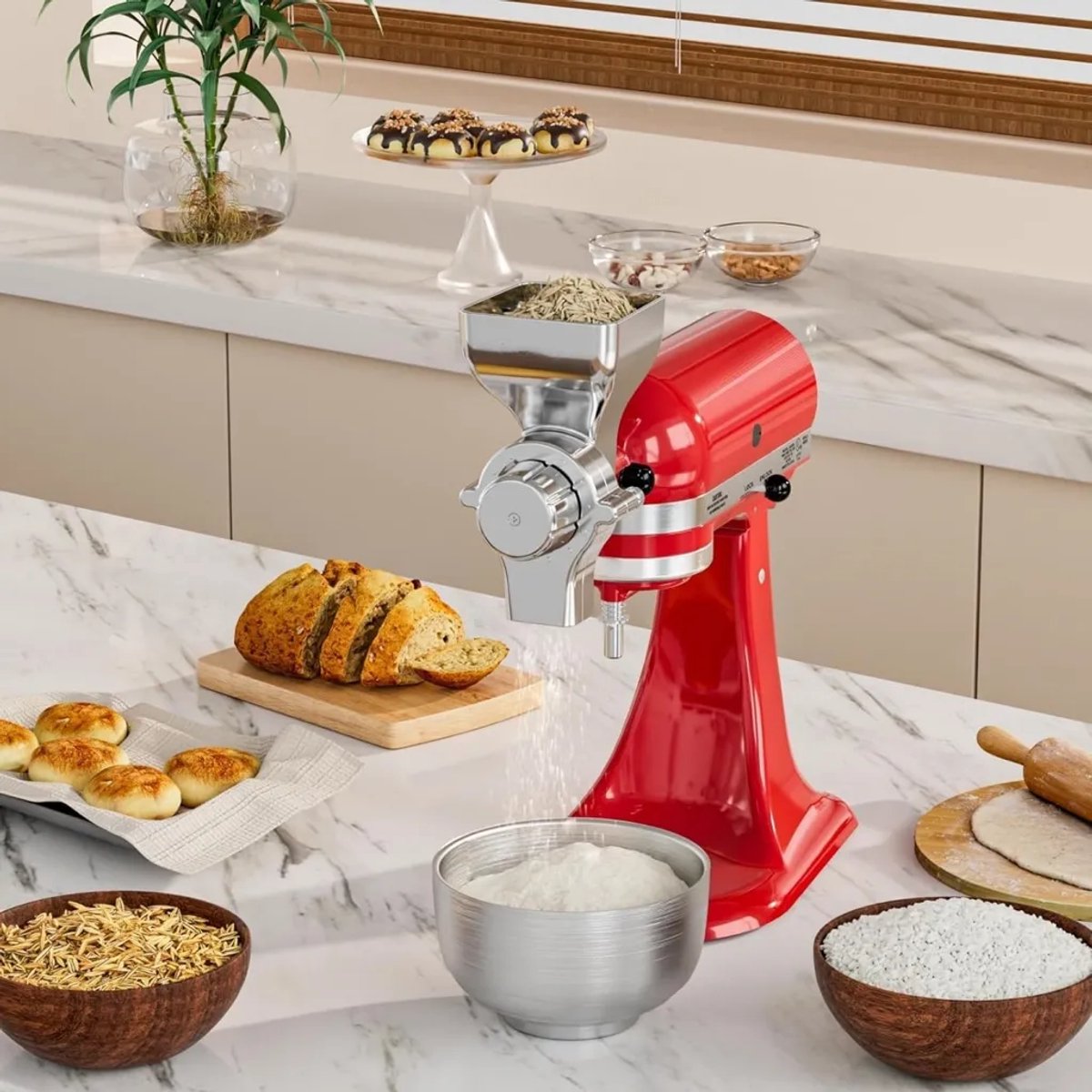KitchenAid Volledig metalen graanmolen, accessoires met 12 maalstanden