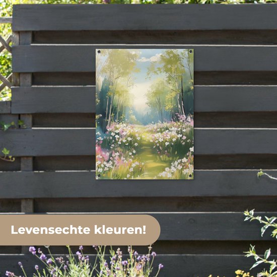 Affiche de jardin 60x80 cm - Décoration de jardin Forêt - Style peinture - Colorée - Affiche pour le jardin - Décoration extérieure - Tableau de jardin clôture - Décoration murale sur toile de jardin - Décoration murale sur toile de balcon