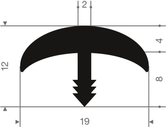 T Profiel Pvc Rubbermagazijn - PVC T-profiel - Zwart - Afmeting = 19x12mm - Lengte 10 ...