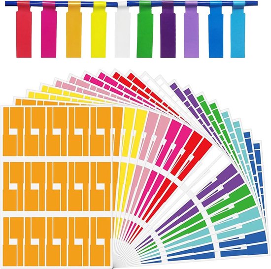 Kabel Markers - 20 Stuks - Kabellabels - Zelfklevend - Zelfklevende Kabellabelstickers - Kabel Markering Labels - Waterdicht - Krasbestendig - Handgeschreven - Scheurvast - Oliebestendig - Voor Identificatie Van Draadkabels - 10 Kleuren