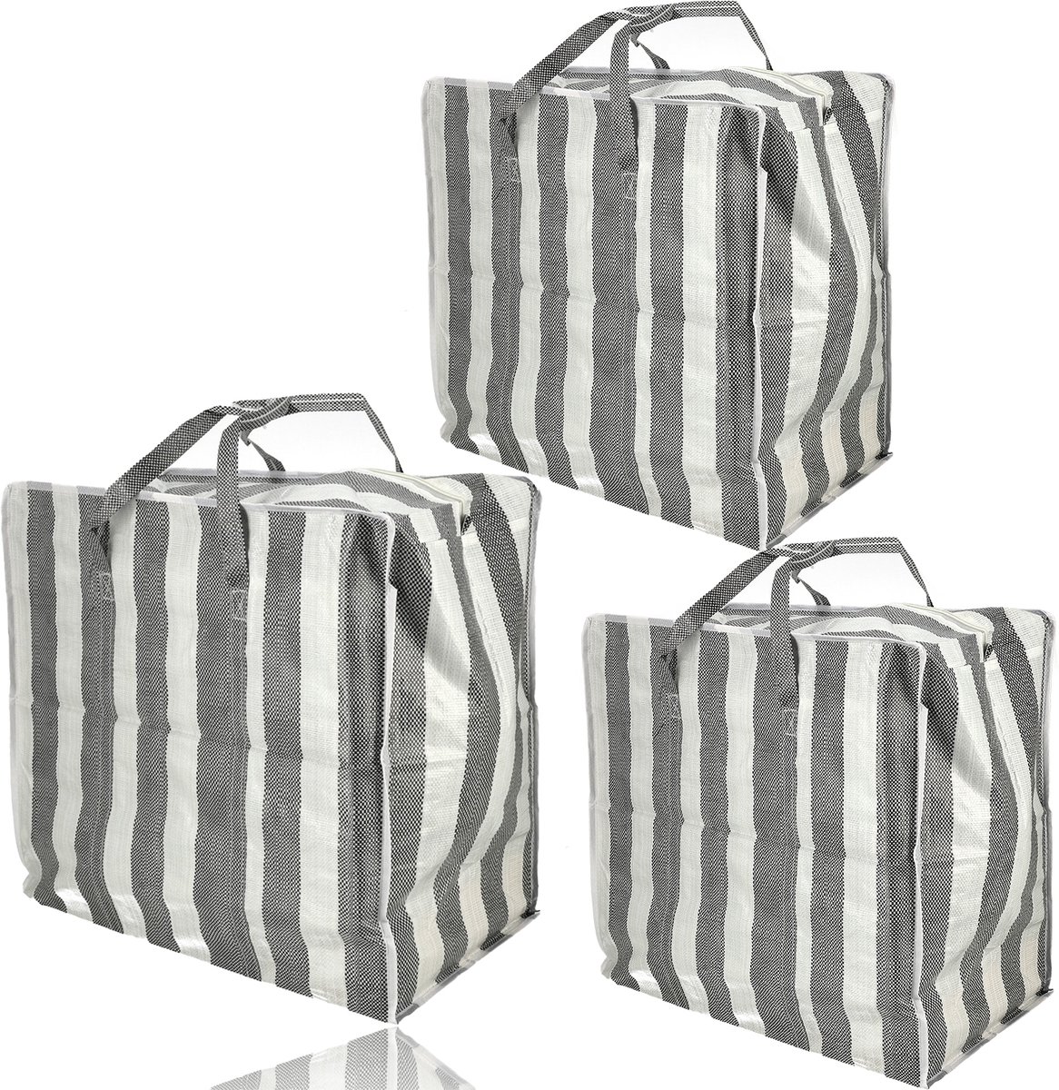 Opbergtassen 80L met Rits – 3 Stuks Grote Opbergzakken voor Kleding, Dekbedden & Verhuizen – XL Opvouwbare Opbergtas