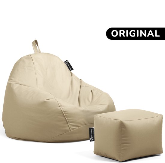 Casacomfy – Pear Original – Zitzak met Voetenbankje – Beige – Waterbestendig
