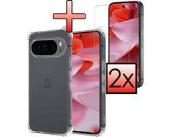 Hoesje - Met Screenprotector - 2 Stuks - Geschikt voor Google Pixel 10 Pro - Sterk & Shockproof - Siliconen Case - Back Cover - Telefoon Hoes - Shock Proof - Transparant