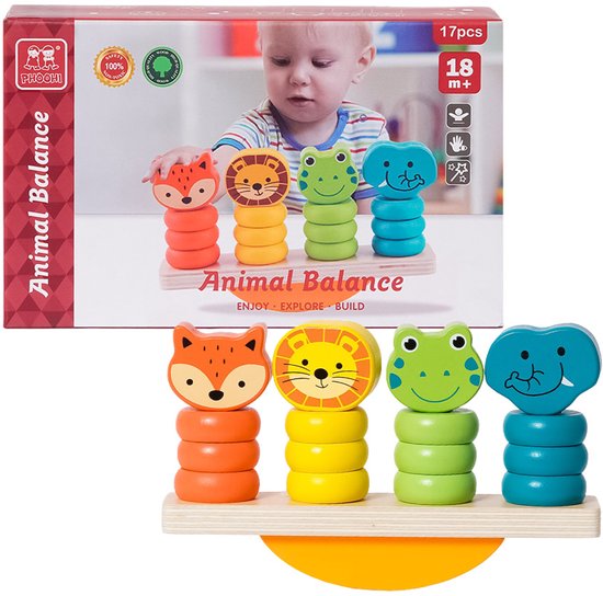 Speelgoedtopdeals - Houten Balans Stapeltoren - Montessori Educatief Speelgoed