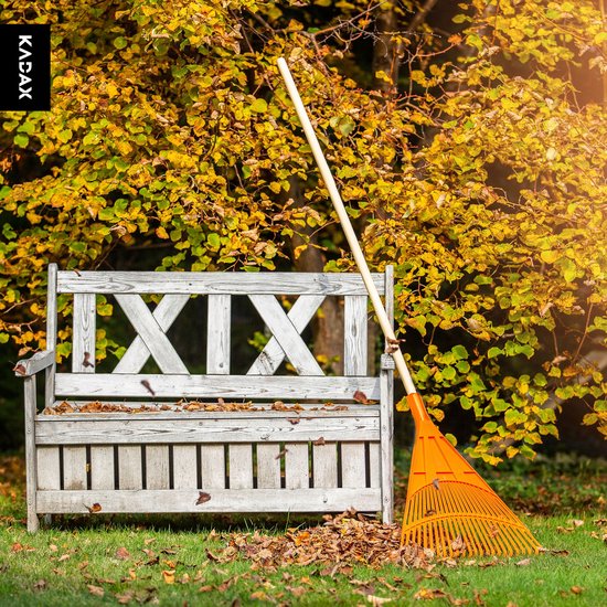 KADAX Hark voor gras en bladeren, brede hark met lange steel van hout, bladhark van kunststof, bladveger, bladveger, waaierbezem, tuinbezem, tuinhark (180 x 61 cm) van Merkloos	 — afbeelding 5