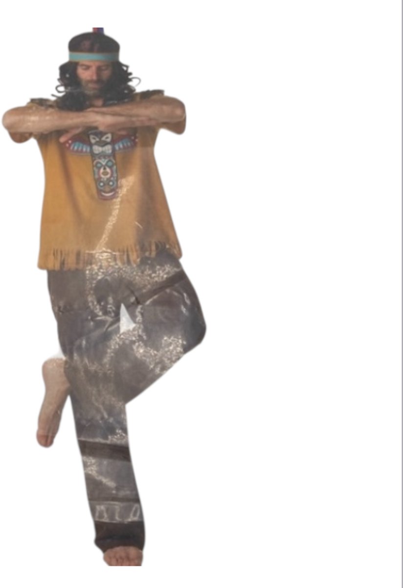 Indiaan Verkleedset – Bruine Broek, Geprinte Blouse & Bijpassende Haarband - Maat S