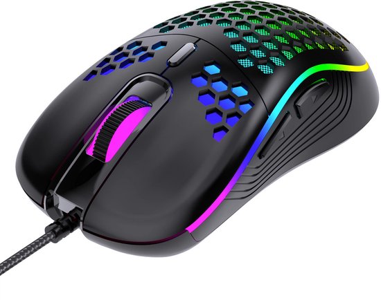 Bedrade Gaming Muis - 3200DPI - Ultra licht - RGB Verlichting - Optisch - Ergonomisch – PC - Zwart