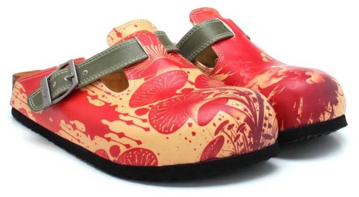 GOBY Magic Mushrooms Clogs – Handmade – Vegan Leer – Dames – Maat 38