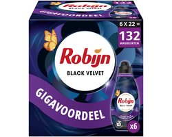 Robijn - Vloeibaar Wasmiddel - Klein & Krachtig -Black Velvet - 6 flessen -132 wasbeurten - Voordeelverpakking