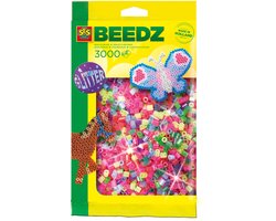 foto van SES Creative - Beedz - Mix Glitter - Strijkkralen - 3000 Stuks - PVC Vrij - Vanaf 5 Jaar