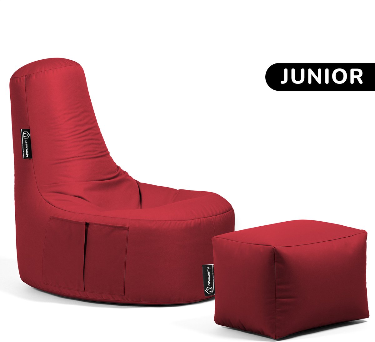 Casacomfy Relax Junior - Zitzak met Voetenbankje - Kinderen - Waterbestendig - Binnen & Buiten - Rood Rood + voetbankje