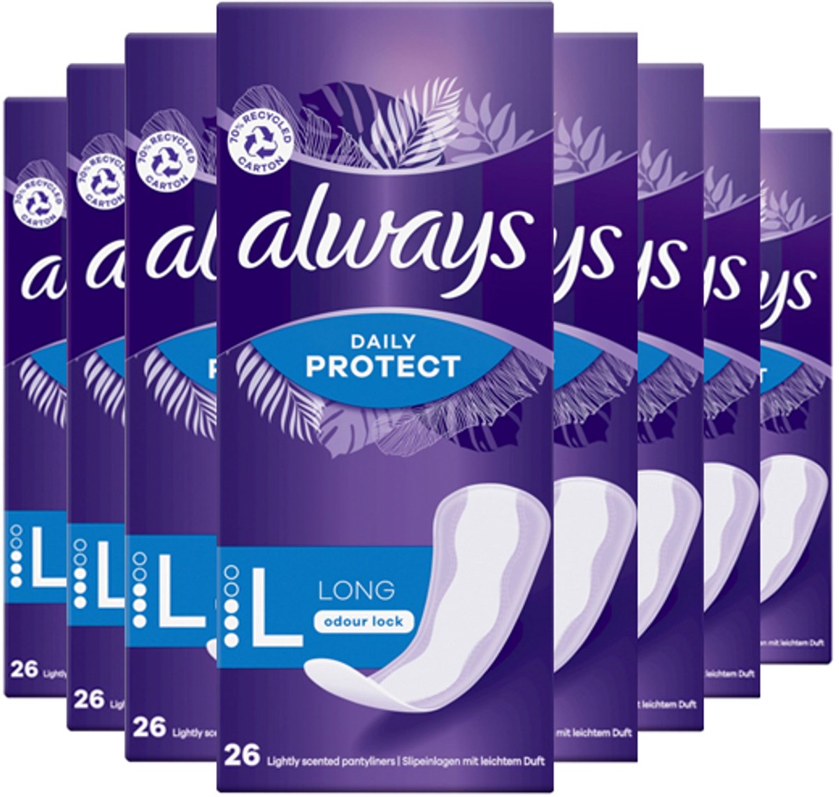 8x Always Daily Protect - Inlegkruisjes Long - 26 Stuks - voordeelverpakking