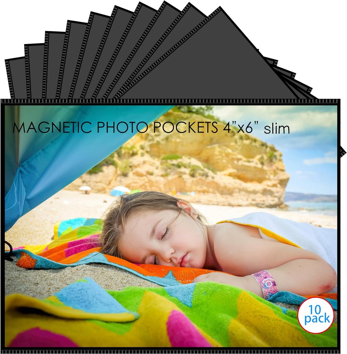 Witte, 10-pack 115*165mmPremium Slim Magnetische Fotolijstjes met 4" x 6" foto's, frameloos ontwerp voor koelkasten
