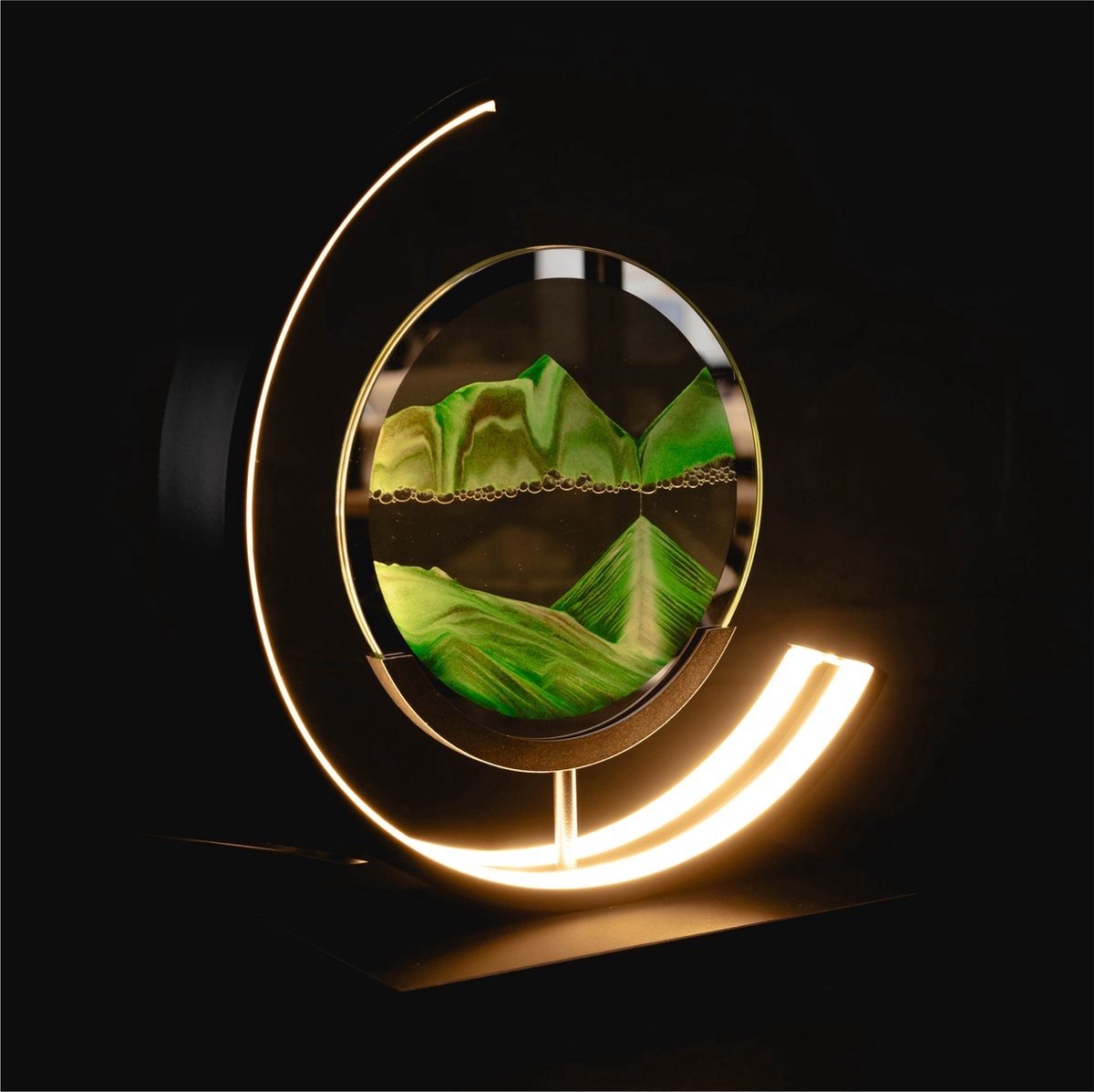 Luxus Europe - Quicksand Tafellamp Groen - Bewegende Zandkunst Tafellamp - LED Designlamp - 3 Lichtkleuren - Dimbaar - Afstandsbediening - Decoratieve Tafellamp