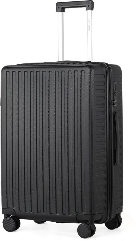 Valise de voyage moyenne noire TAN.TOMI avec poignée télescopique et roulettes.