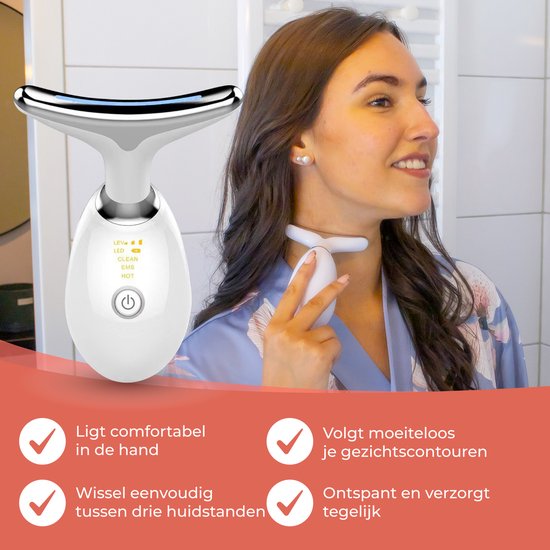 Nuvance Huidverjongingsapparaat - Facelift Apparaat - Huidverzorging - USB Oplaadbaar - Gezichtsreiniger - LED Behandeling