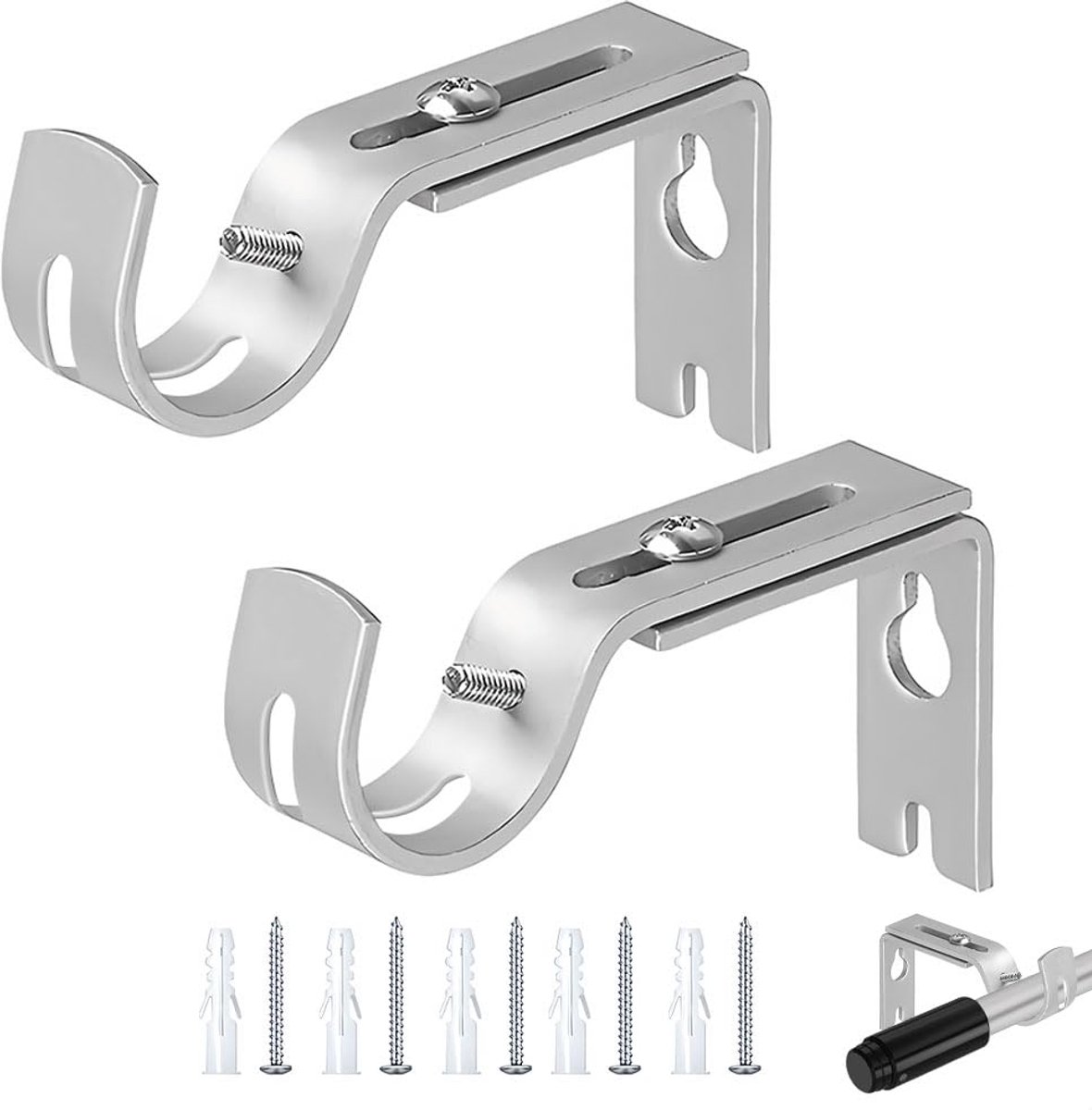 Azomor® Verstelbare metalen gordijnroedehouders met schroeven voor diverse ruimtes